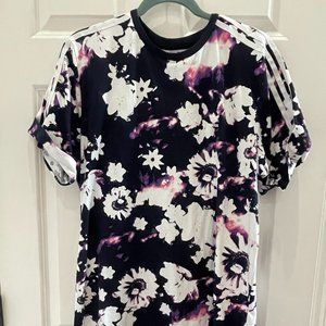adidas Floral Print Cotton T-Shirt Dress